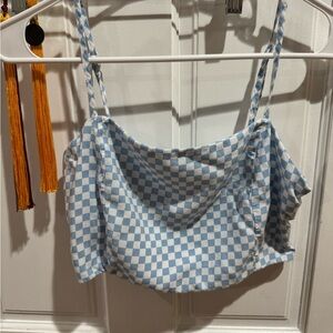 La Hearts Sky Blue and White Patterned Top